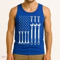 American Flag Mechanic Patriotic Wrench Repair Funny Gift Tank Top thumb 3