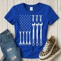 American Flag Mechanic Patriotic Wrench Repair Funny Gift Women's T-Shirt thumb 3