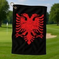 Albanian Flag Meaningful Gift Red Eagle Albania Cool Gift Cool Gift Golf Towel thumb 1