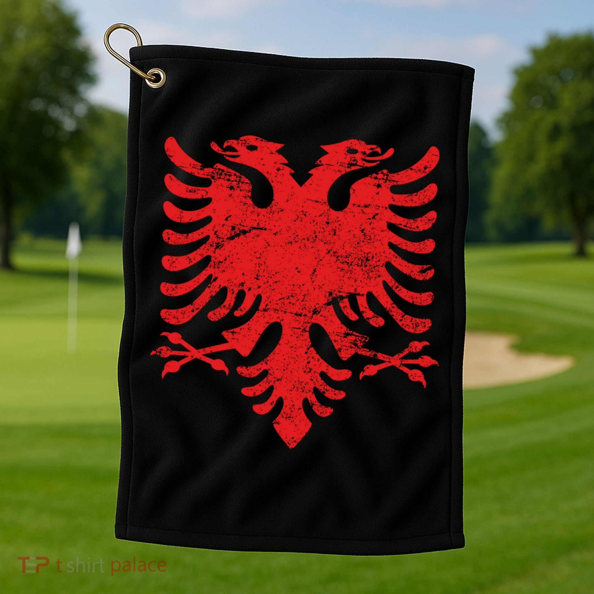 Albanian Flag Meaningful Gift Red Eagle Albania Cool Gift Cool Gift Golf Towel