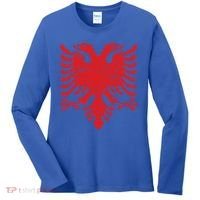 Albanian Flag Meaningful Gift Red Eagle Albania Cool Gift Cool Gift Women's Long Sleeve Shirt thumb 0