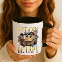 Animals Funny Meme DonT Worry Be Capy Capybara Moon Feral Coffee Mug thumb 3