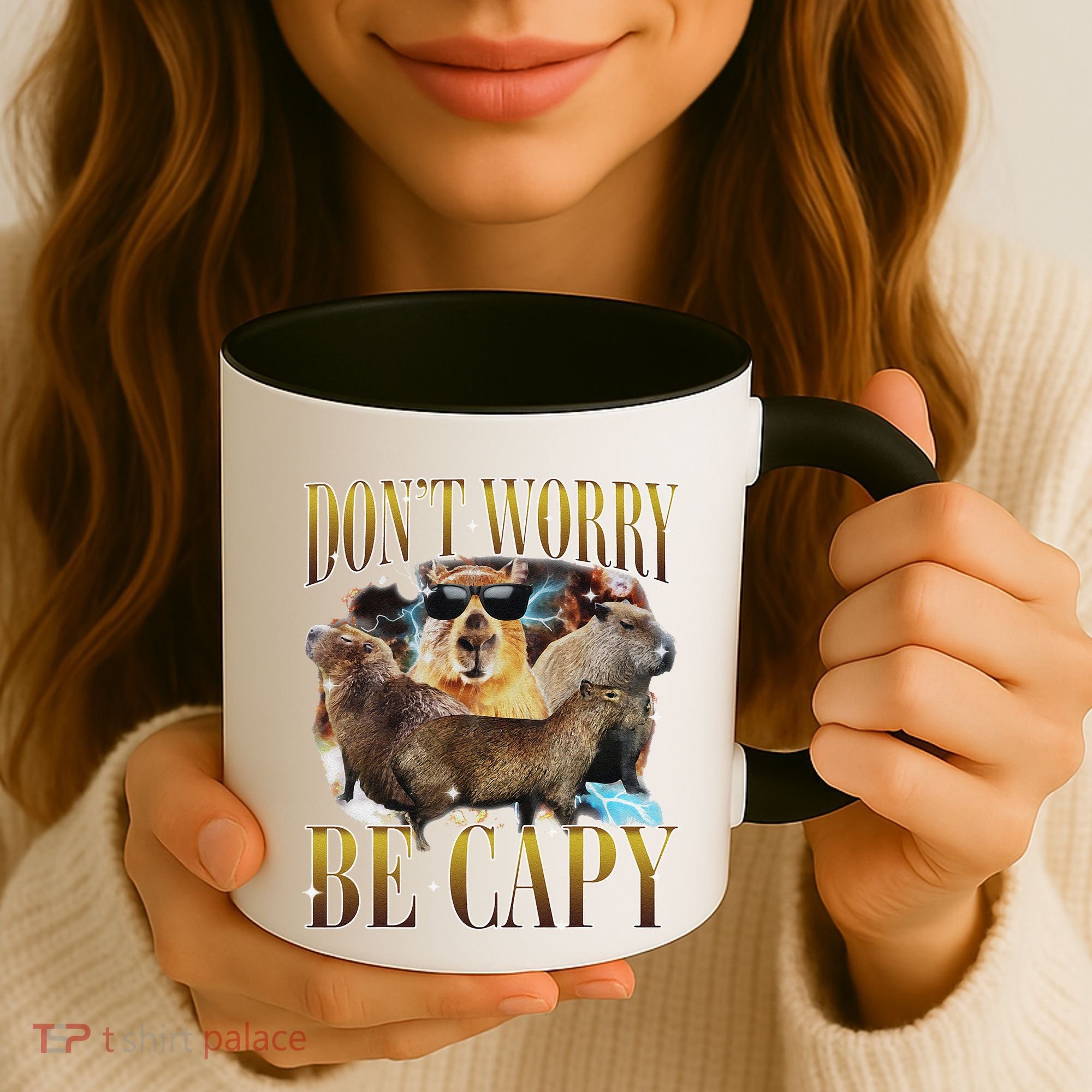 Animals Funny Meme DonT Worry Be Capy Capybara Moon Feral Coffee Mug
