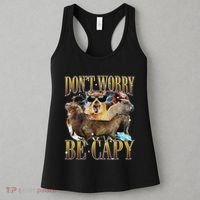 Animals Funny Meme DonT Worry Be Capy Capybara Moon Feral Women's Tank Top thumb 3
