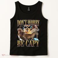 Animals Funny Meme DonT Worry Be Capy Capybara Moon Feral Tank Top thumb 2