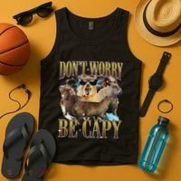 Animals Funny Meme DonT Worry Be Capy Capybara Moon Feral Tank Top thumb 4