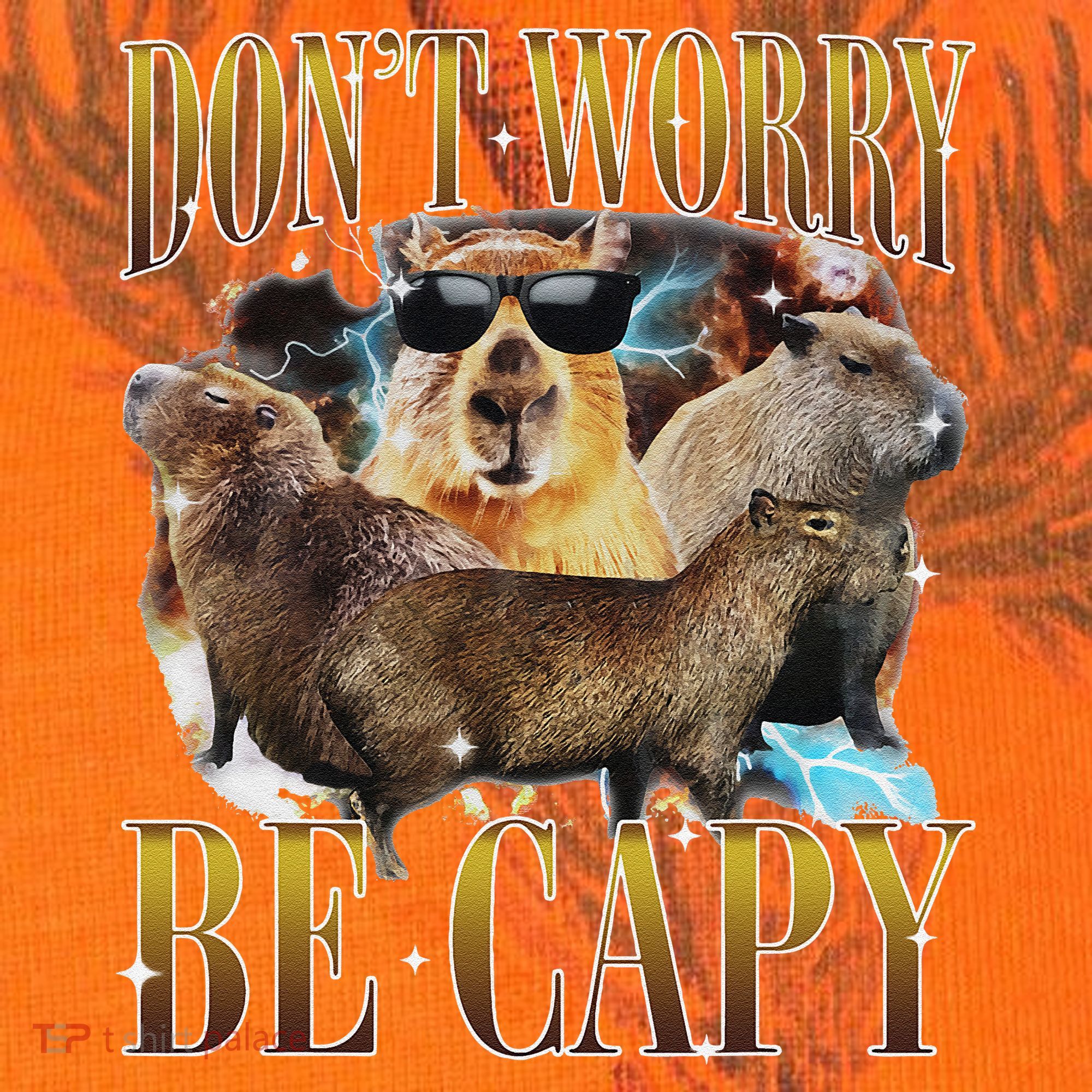 Animals Funny Meme DonT Worry Be Capy Capybara Moon Feral Kati Licensed 12" Camo Cuffed Beanie