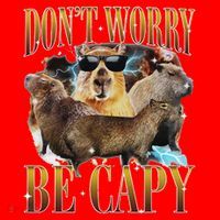 Animals Funny Meme DonT Worry Be Capy Capybara Moon Feral Santa Hat thumb 1
