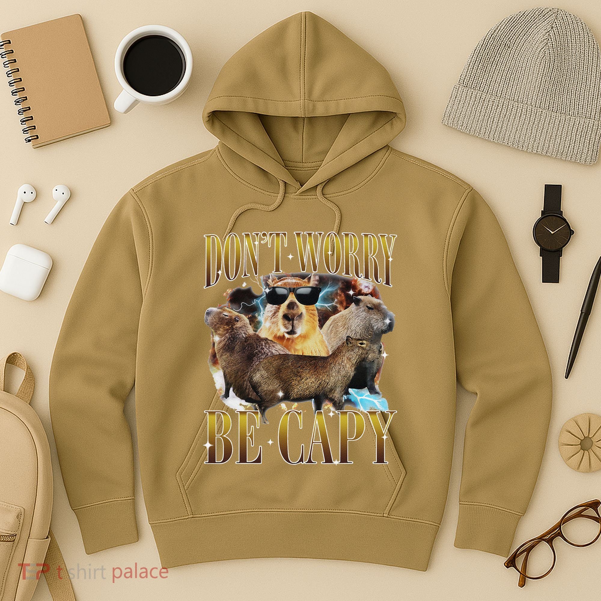 Animals Funny Meme DonT Worry Be Capy Capybara Moon Feral Hoodie