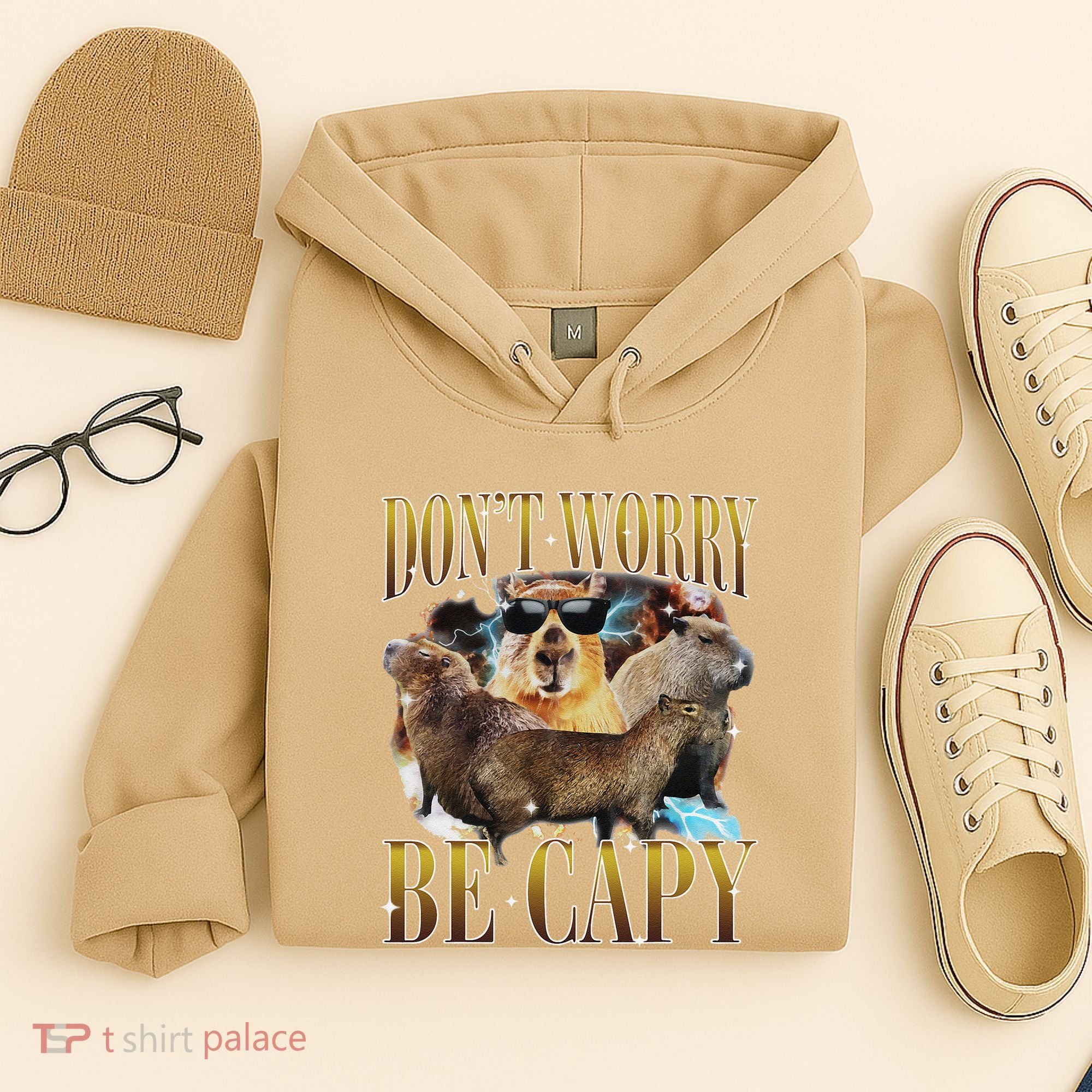 Animals Funny Meme DonT Worry Be Capy Capybara Moon Feral Hoodie