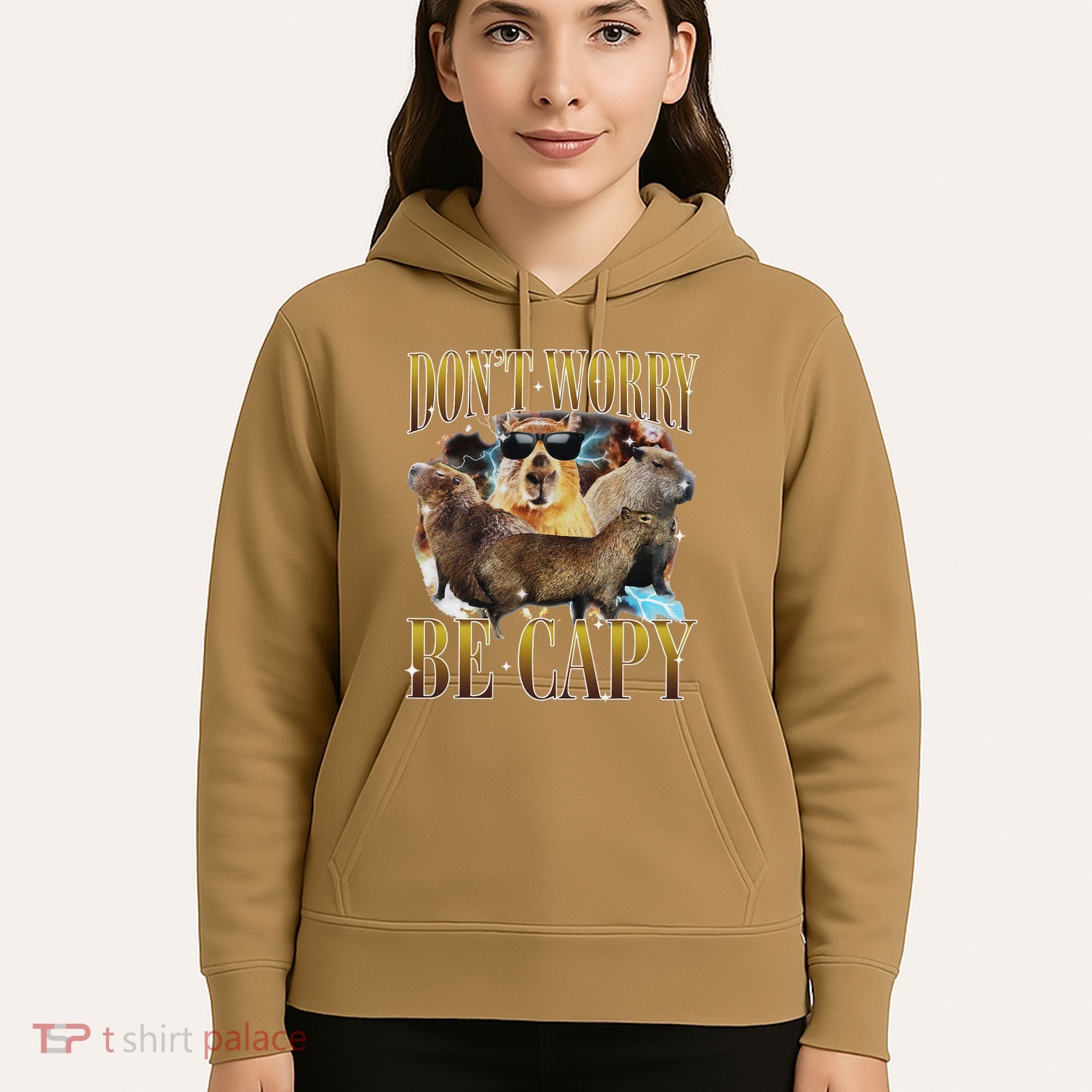 Animals Funny Meme DonT Worry Be Capy Capybara Moon Feral Hoodie