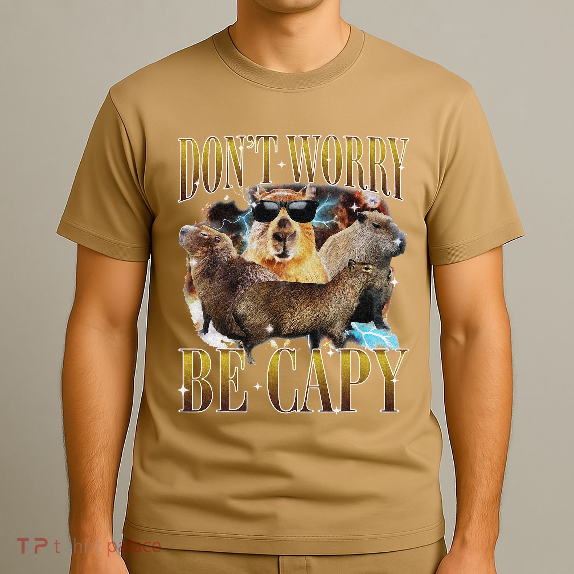Animals Funny Meme DonT Worry Be Capy Capybara Moon Feral T-Shirt