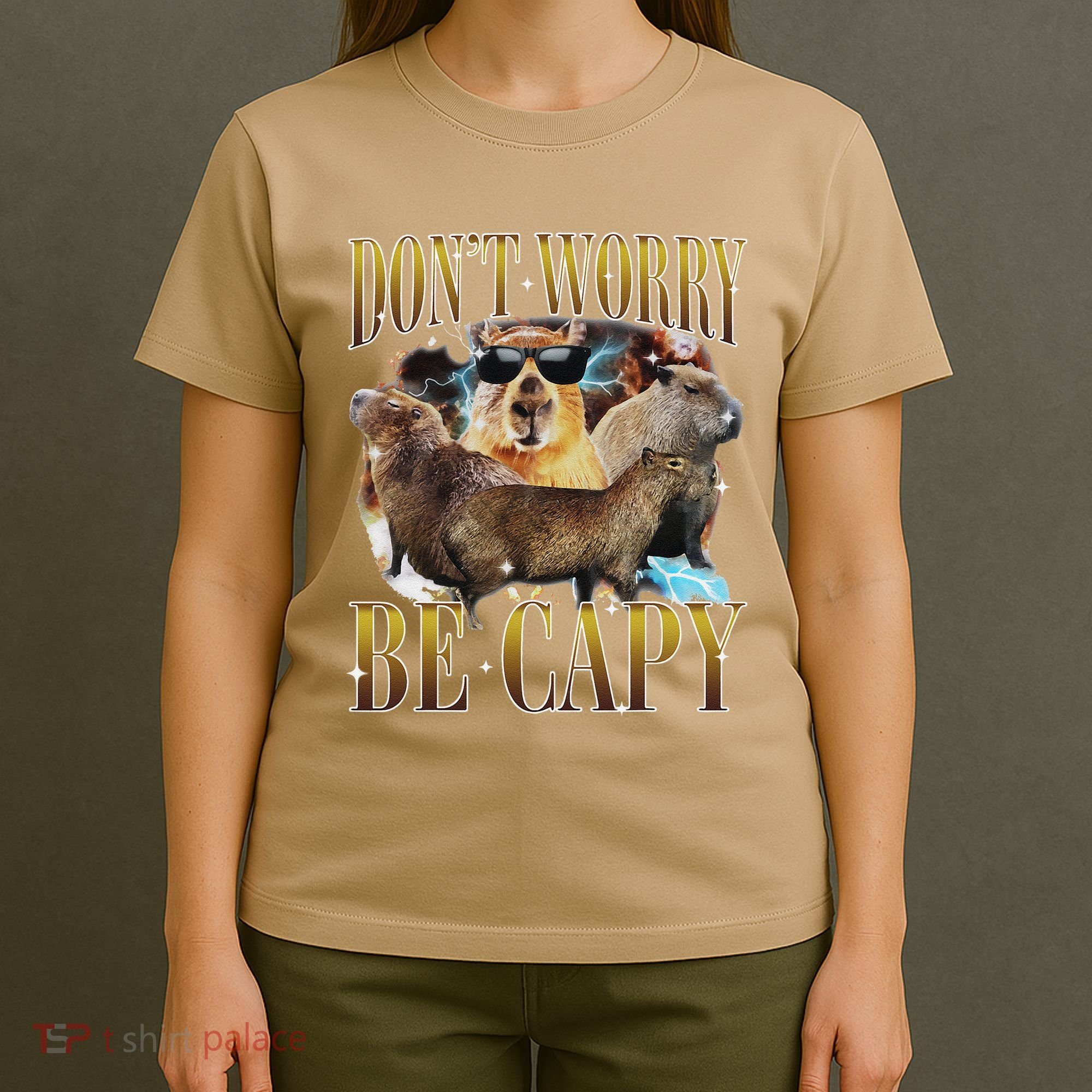Animals Funny Meme DonT Worry Be Capy Capybara Moon Feral T-Shirt