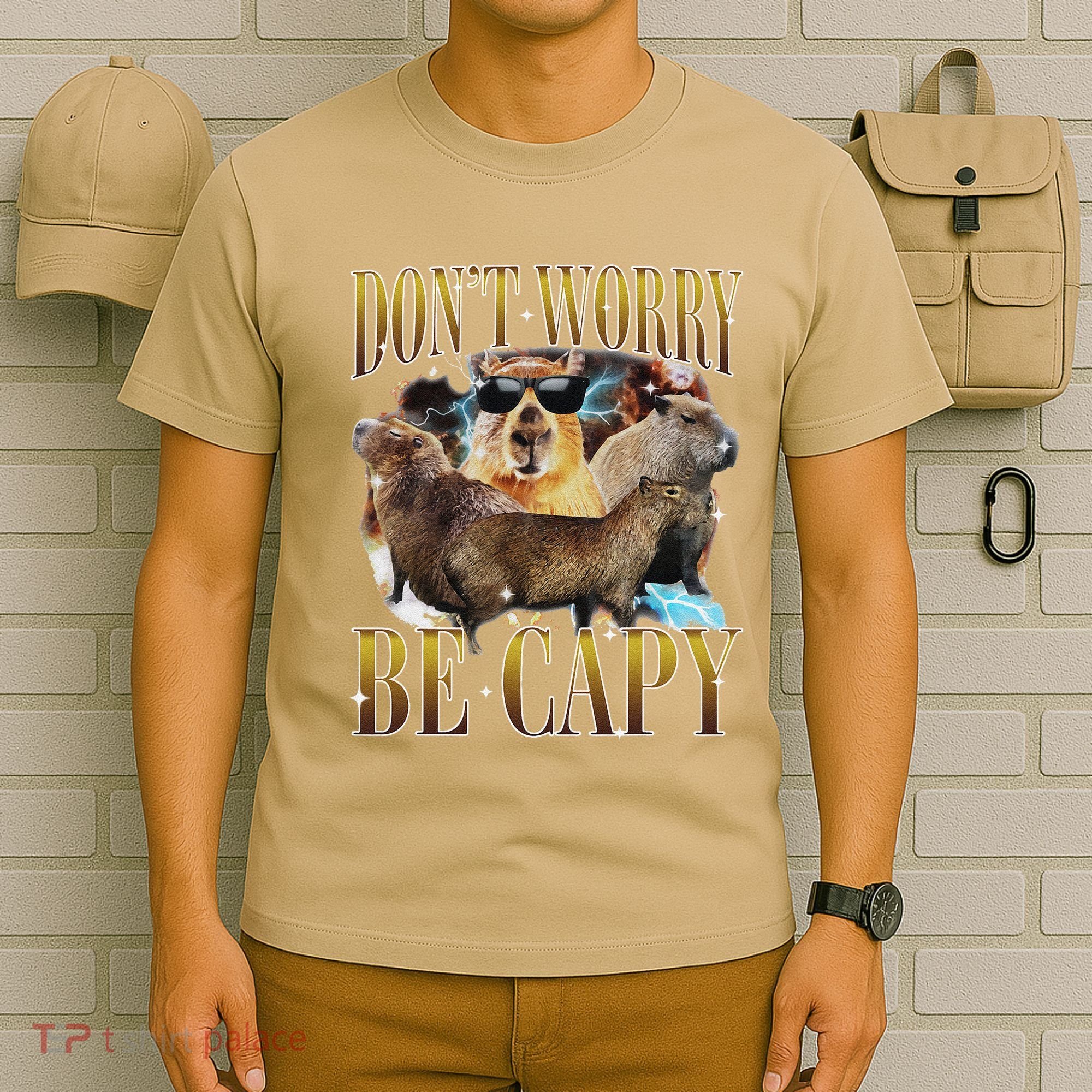 Animals Funny Meme DonT Worry Be Capy Capybara Moon Feral T-Shirt