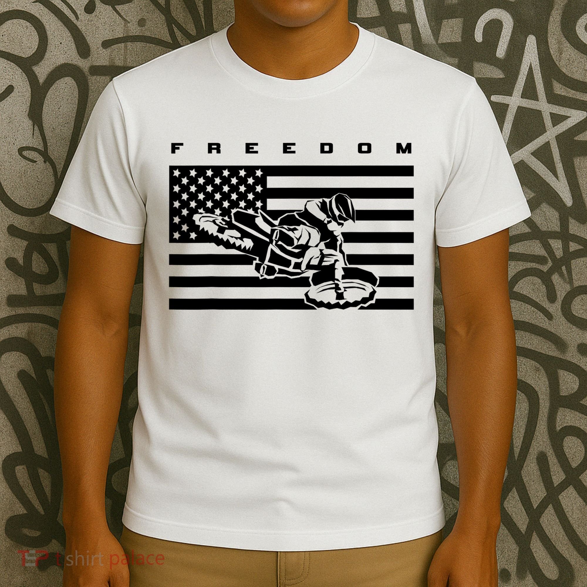 American Flag Motocross Apparel Motocross Dirt Bike T-Shirt