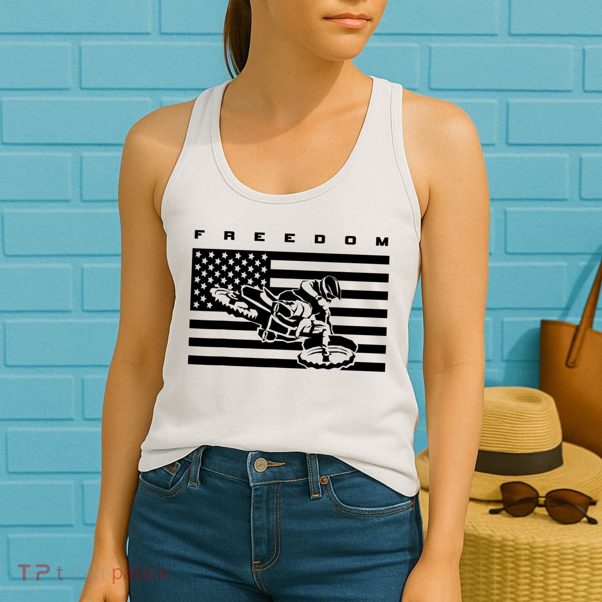 American Flag Motocross Apparel Motocross Dirt Bike Women's Tank Top