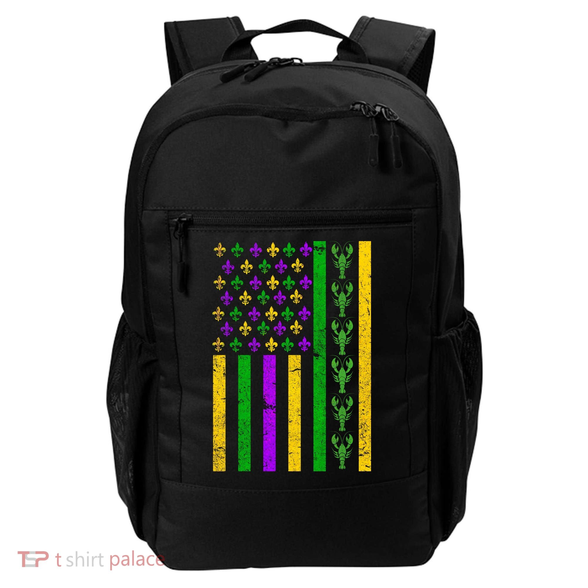 American Flag Mardi Gras Tshirt Mardi Gras Crawfish Backpack