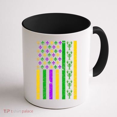 American Flag Mardi Gras Tshirt Mardi Gras Crawfish Coffee Mug back
