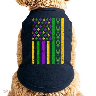 American Flag Mardi Gras Tshirt Mardi Gras Crawfish Doggie Tank