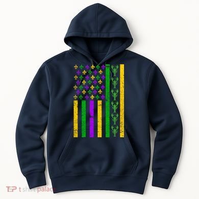 American Flag Mardi Gras Tshirt Mardi Gras Crawfish Hoodie