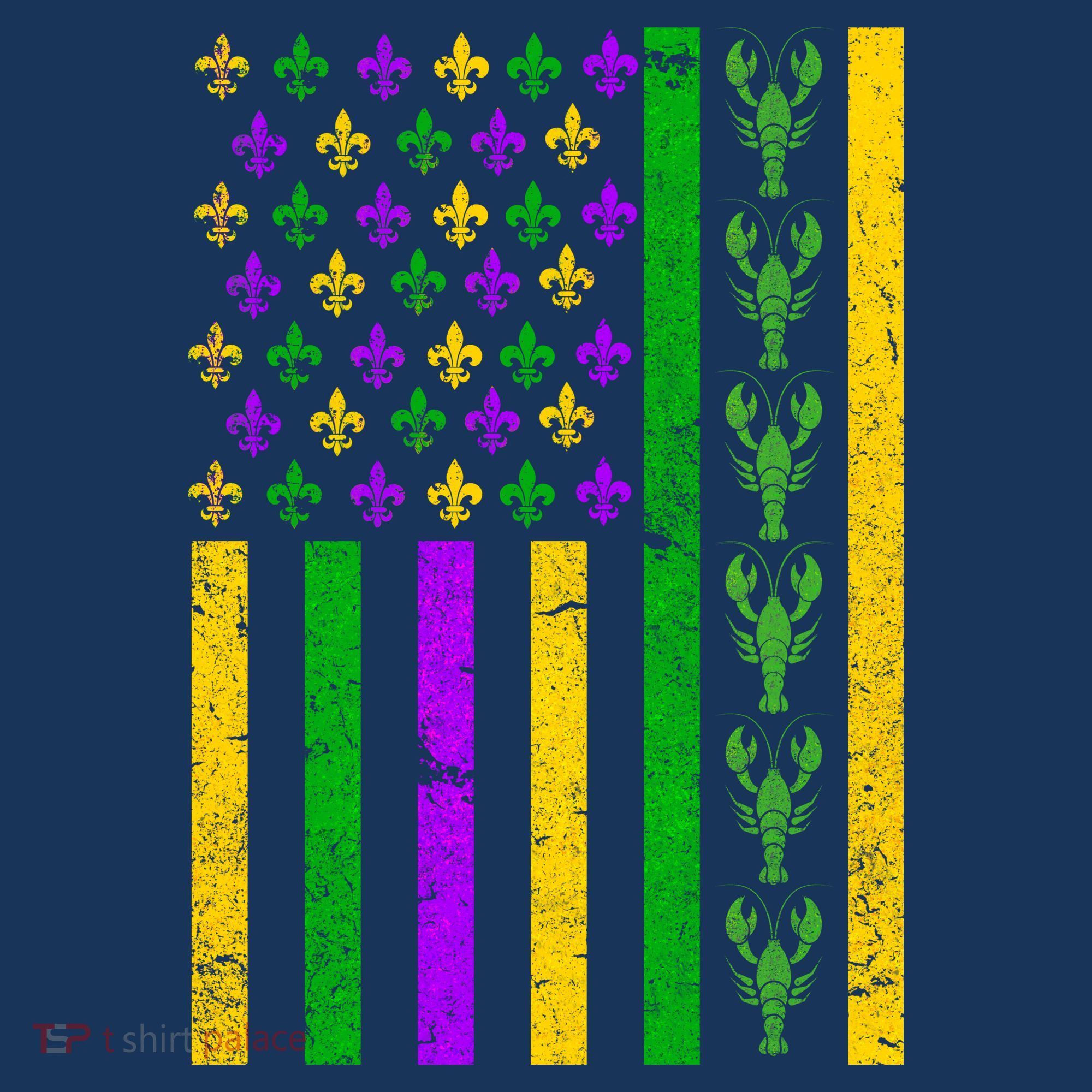American Flag Mardi Gras Tshirt Mardi Gras Crawfish Apron