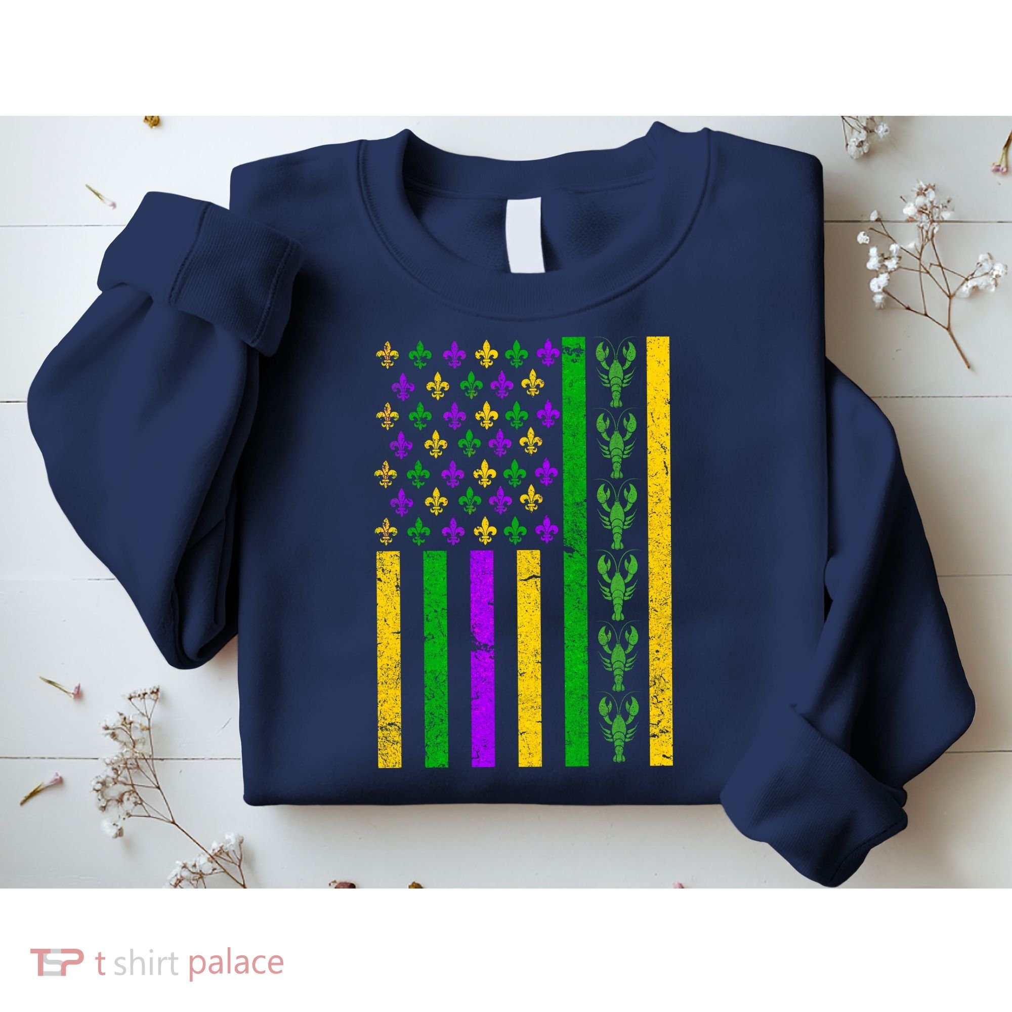 American Flag Mardi Gras Tshirt Mardi Gras Crawfish Sweatshirt