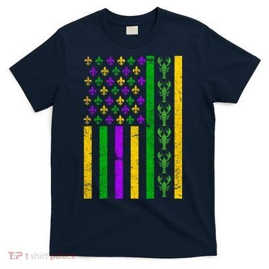 American Flag Mardi Gras Tshirt Mardi Gras Crawfish T-Shirt