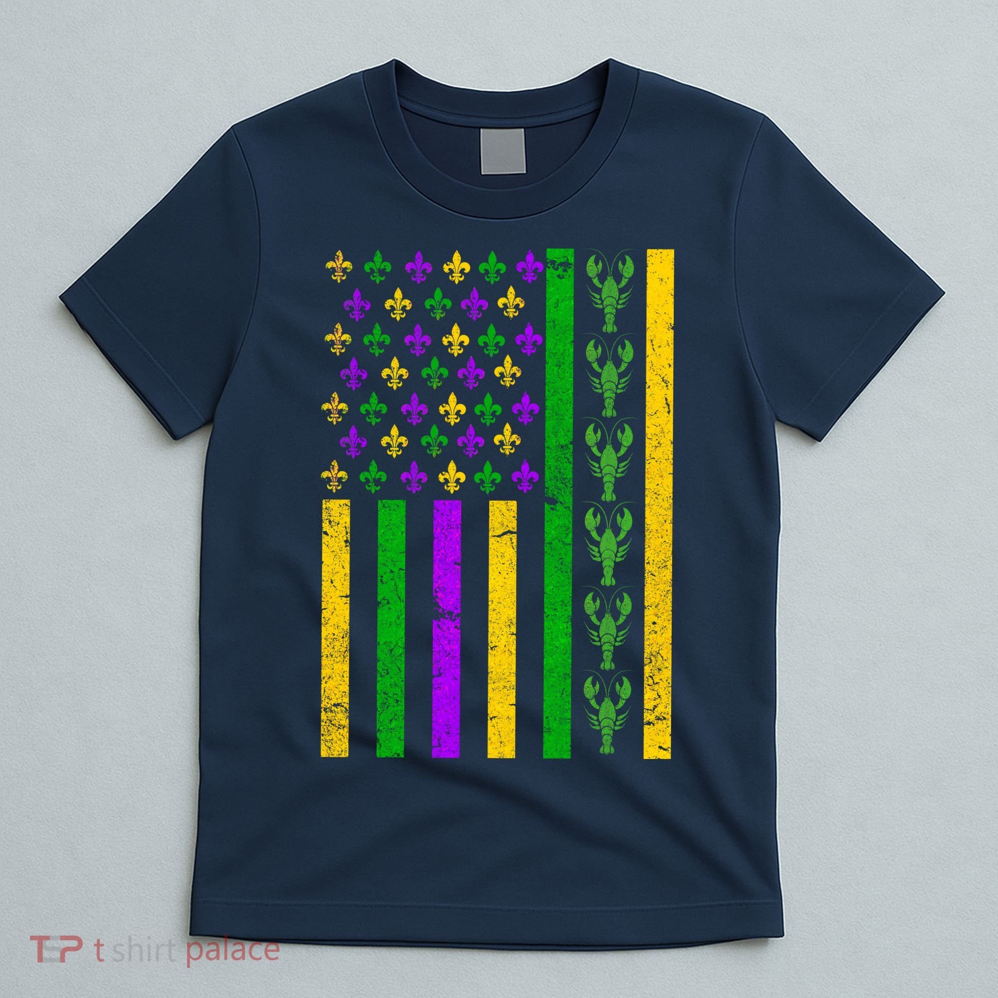 American Flag Mardi Gras Tshirt Mardi Gras Crawfish T-Shirt