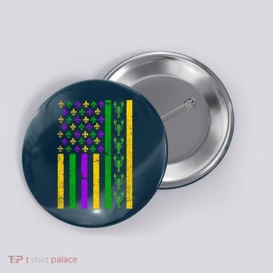 American Flag Mardi Gras Tshirt Mardi Gras Crawfish Button