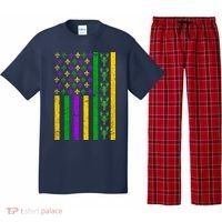 American Flag Mardi Gras Tshirt Mardi Gras Crawfish Pajama Set thumb 0