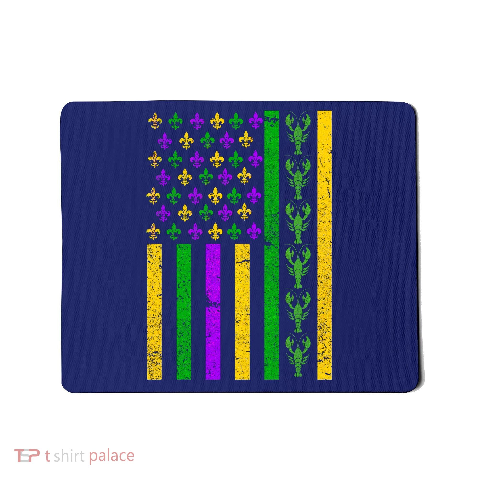 American Flag Mardi Gras Tshirt Mardi Gras Crawfish Mousepad