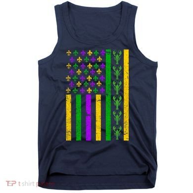 American Flag Mardi Gras Tshirt Mardi Gras Crawfish Tank Top