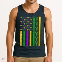 American Flag Mardi Gras Tshirt Mardi Gras Crawfish Tank Top thumb 3