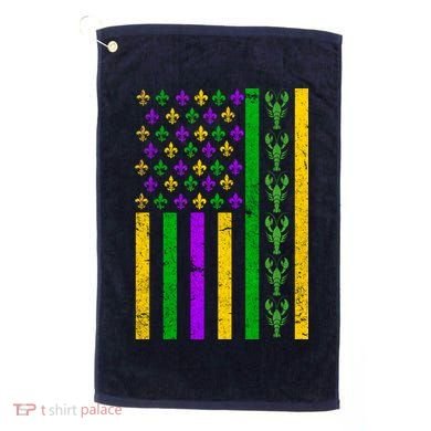American Flag Mardi Gras Tshirt Mardi Gras Crawfish Golf Towel