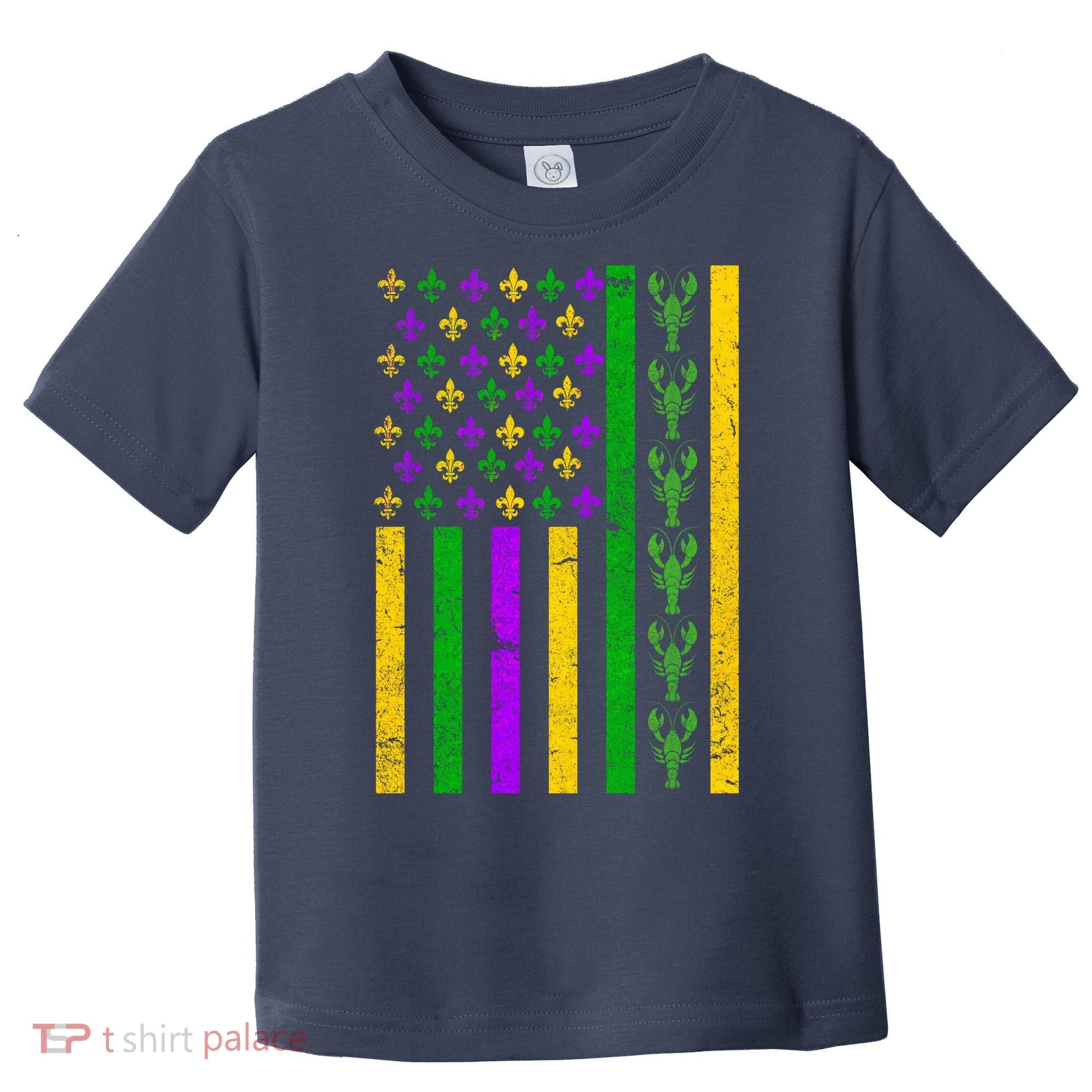 American Flag Mardi Gras Tshirt Mardi Gras Crawfish Toddler T-Shirt