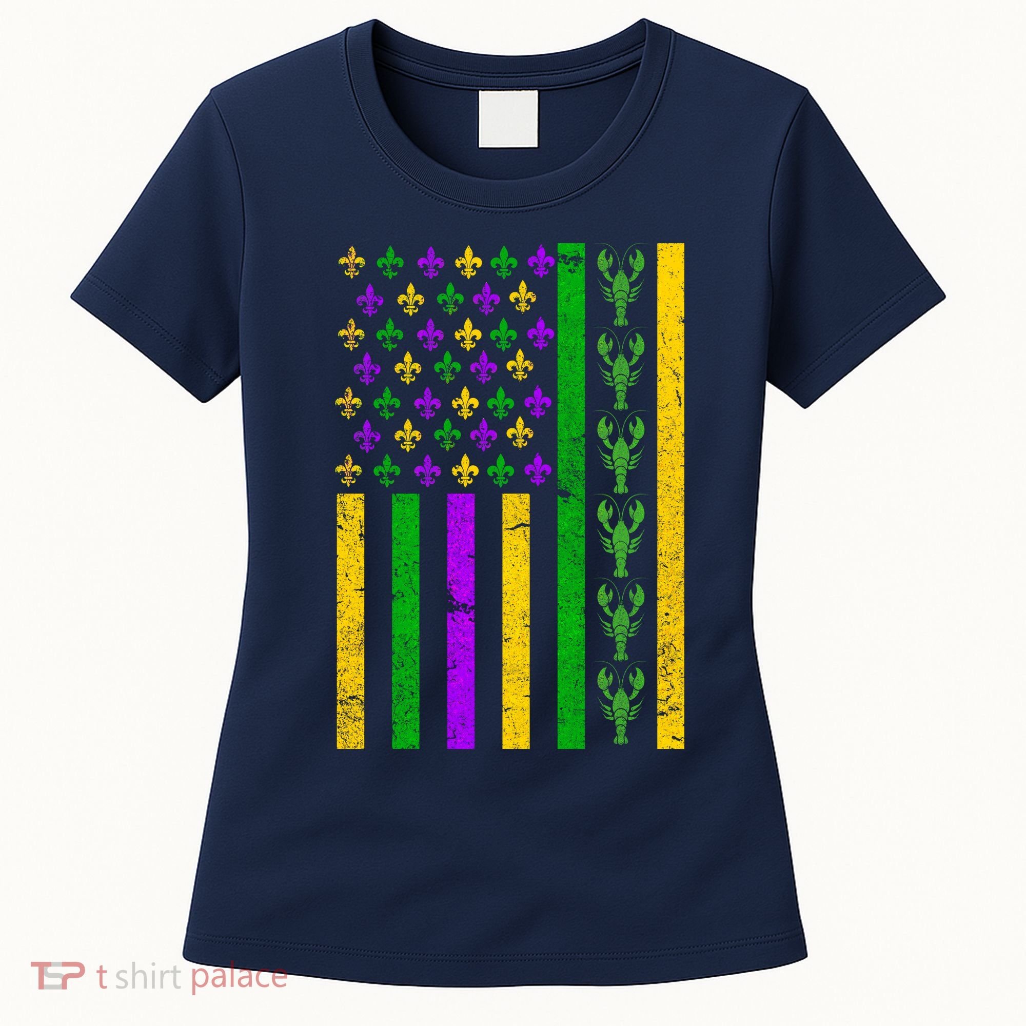 American Flag Mardi Gras Tshirt Mardi Gras Crawfish Women's T-Shirt