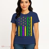 American Flag Mardi Gras Tshirt Mardi Gras Crawfish Women's T-Shirt thumb 4