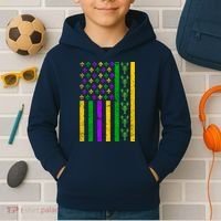 American Flag Mardi Gras Tshirt Mardi Gras Crawfish Kids Hoodie thumb 2