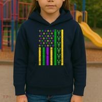American Flag Mardi Gras Tshirt Mardi Gras Crawfish Kids Hoodie thumb 3