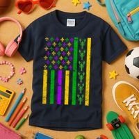 American Flag Mardi Gras Tshirt Mardi Gras Crawfish Kids T-Shirt thumb 3