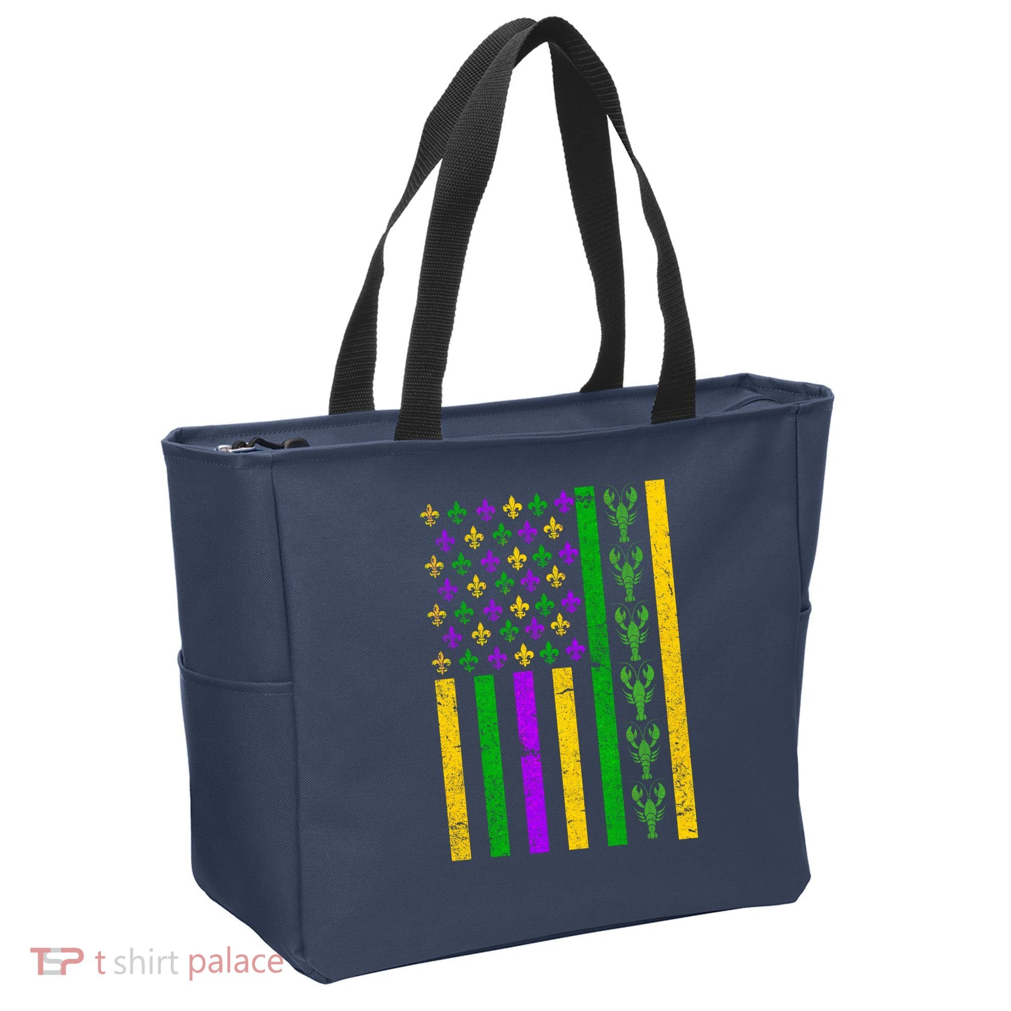 American Flag Mardi Gras Tshirt Mardi Gras Crawfish Tote Bag