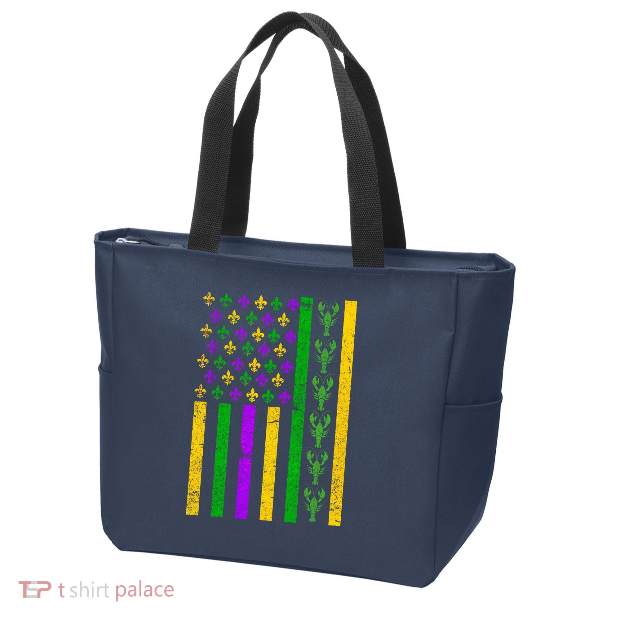 American Flag Mardi Gras Tshirt Mardi Gras Crawfish Tote Bag