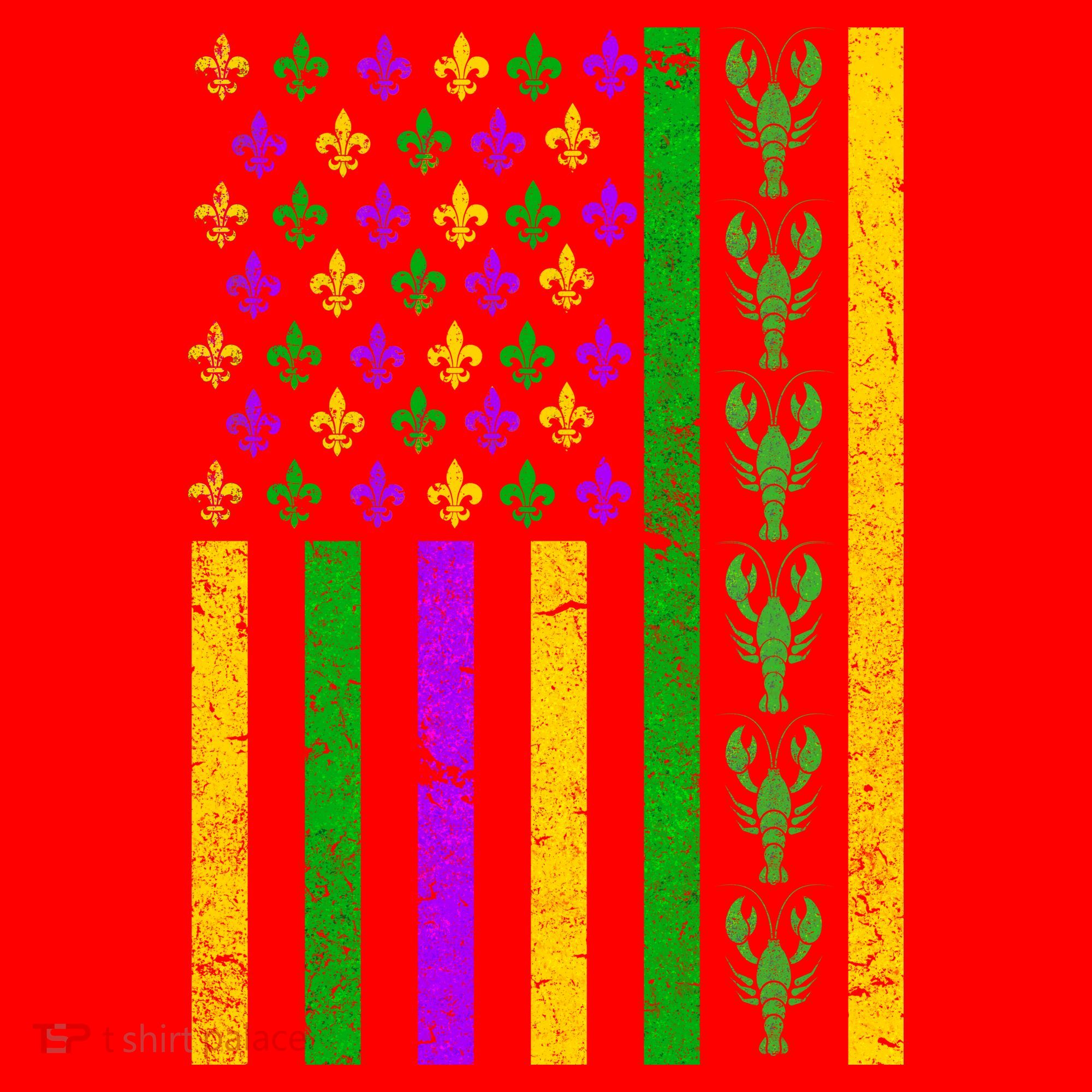American Flag Mardi Gras Tshirt Mardi Gras Crawfish Santa Hat