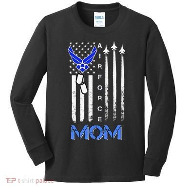 Air Force Mom, USAF Mom Tee, Women's Day Gift Veteran Kids Long Sleeve Shirt