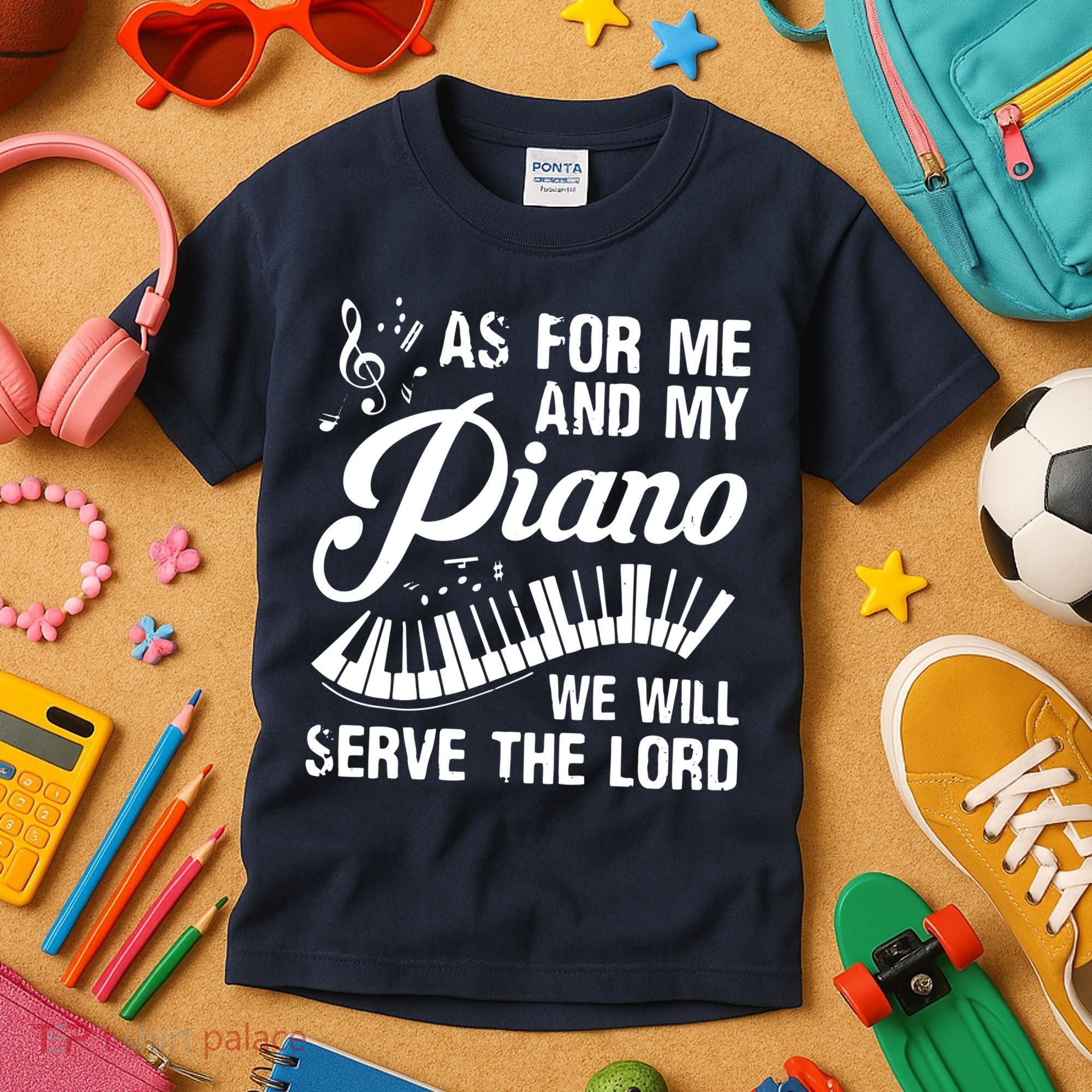 As For Me And My Piano We Will Serve The Lord Pianist Kids T-Shirt