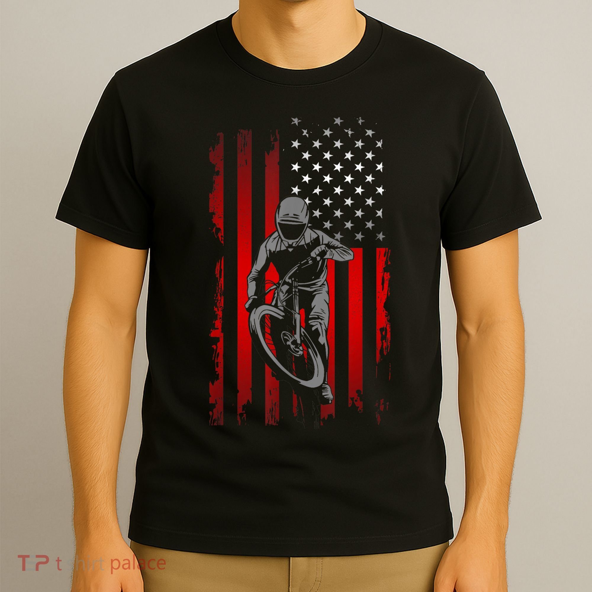 American Flag MTB Mountain Bike T-Shirt