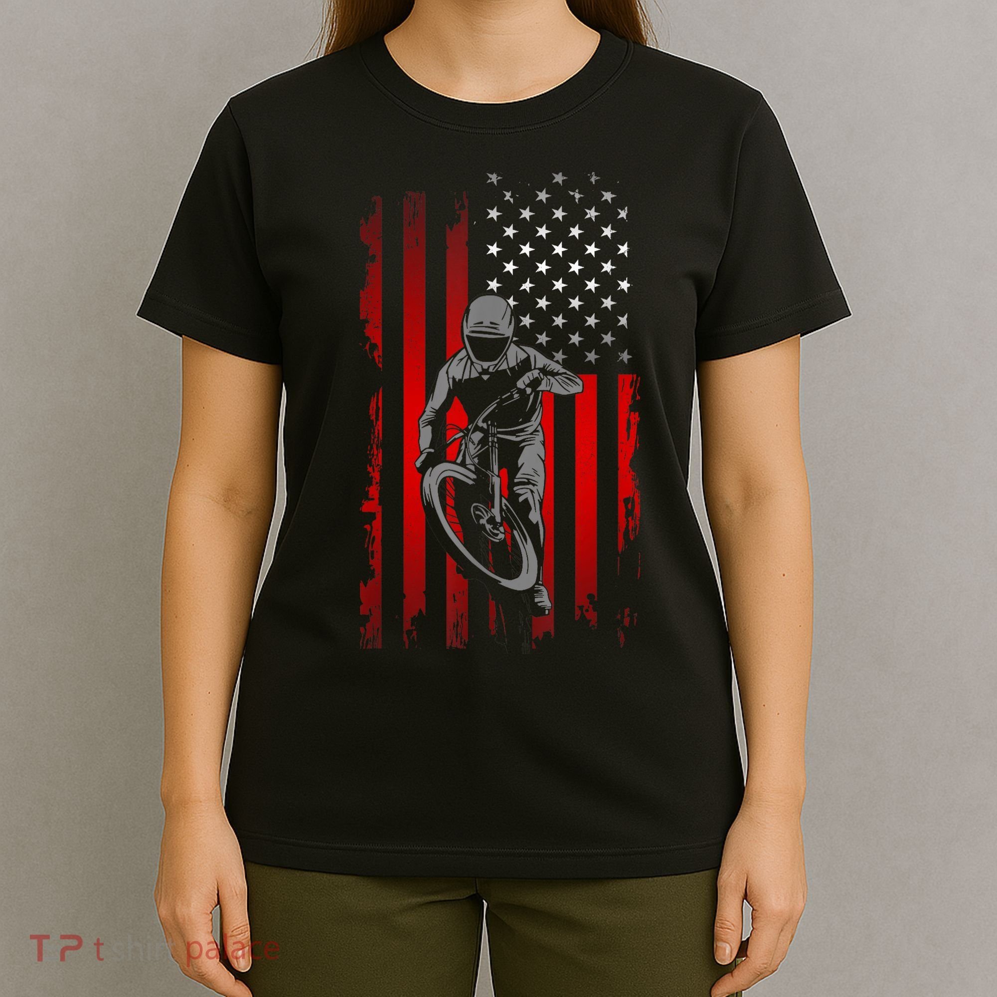 American Flag MTB Mountain Bike T-Shirt