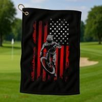 American Flag MTB Mountain Bike Golf Towel thumb 1