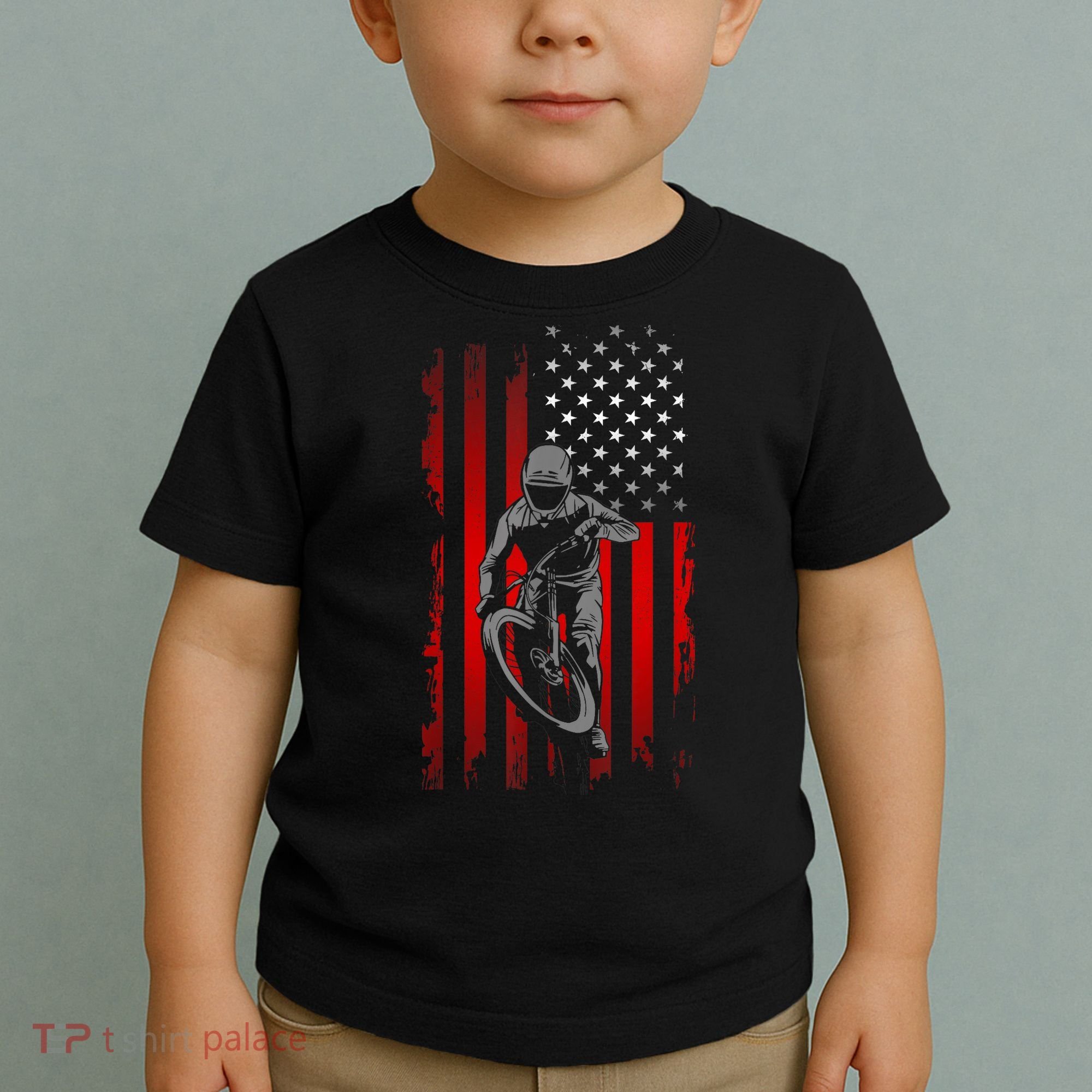 American Flag MTB Mountain Bike Toddler T-Shirt