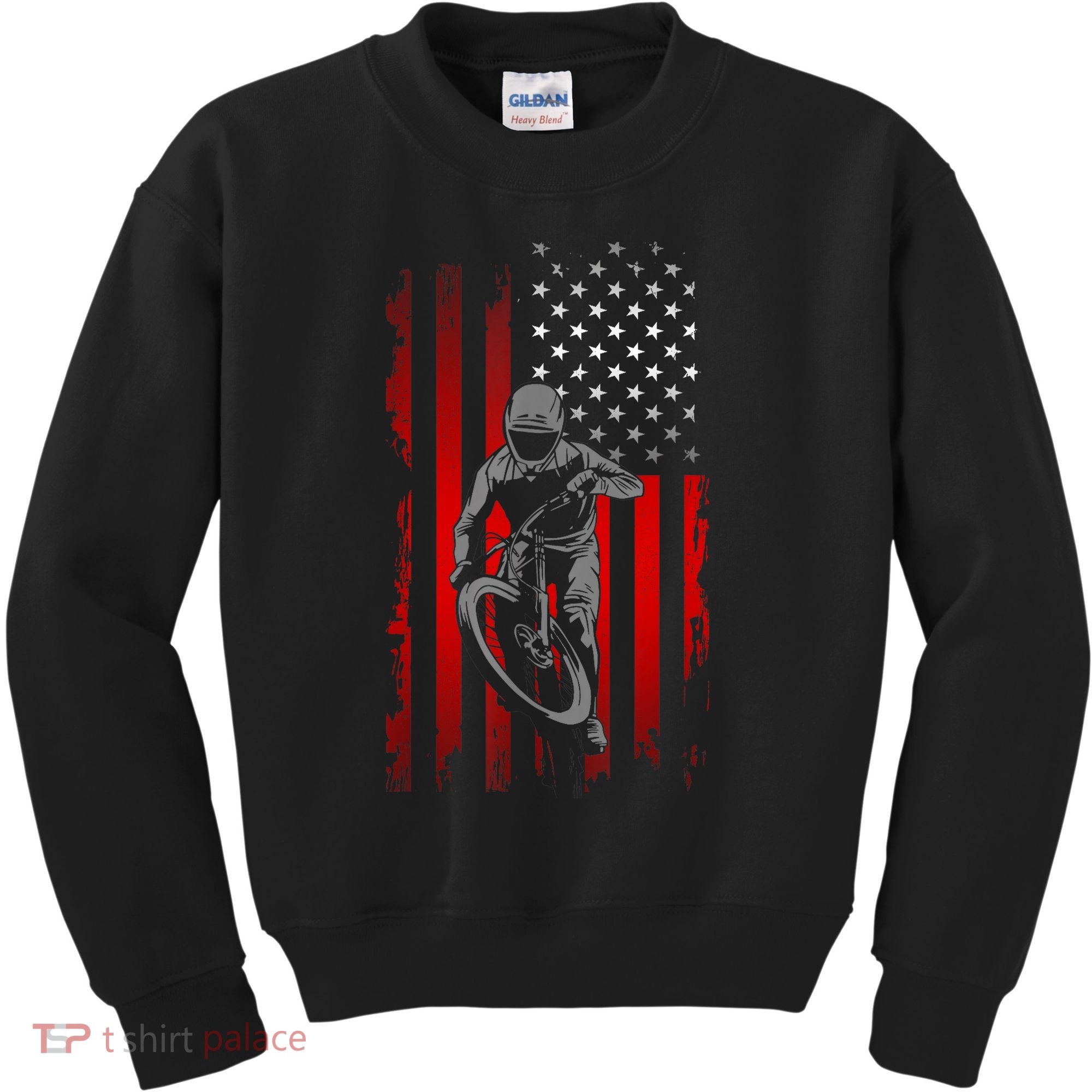 American Flag MTB Mountain Bike Kids Sweatshirt